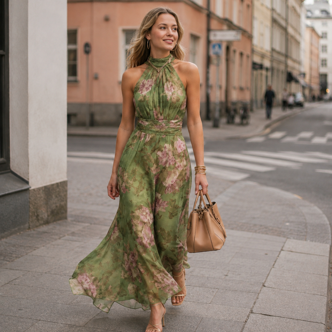 Anni – maxi-mekko kukkakuvioinnilla